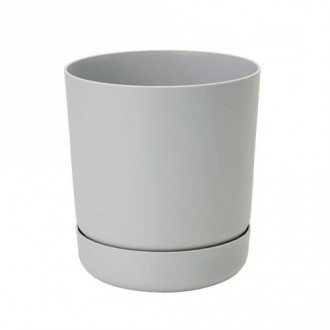 Set de ghiveci și farfurie Satina, platină, 17 cm imagine 4