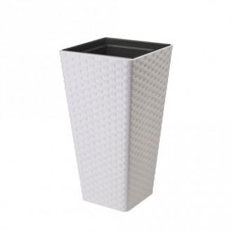 Set de mască și ghiveci pătrat Ratan Slim, alb, 30 cm imagine 9