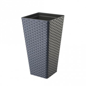 Set de mască și ghiveci pătrat Ratan Slim, antracit, 30 cm imagine 6